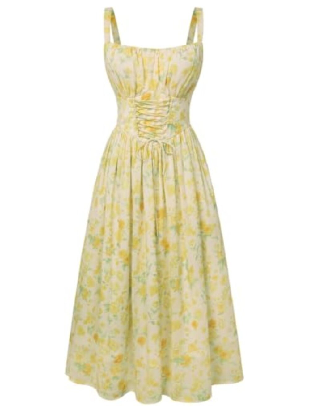 Floral Corset Sundress Women Chiffon Square Neck Sleeveless